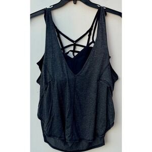 Lululemon Free To Be Wild Strappy Back 2-in-1 Tank Top Gray Space Dye Size 10